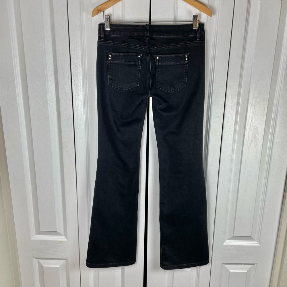 WHBM Modern Flare Jeans Women’s 4 Black Embellished Y2K Gorpcore Goth Casual - Picture 7 of 16